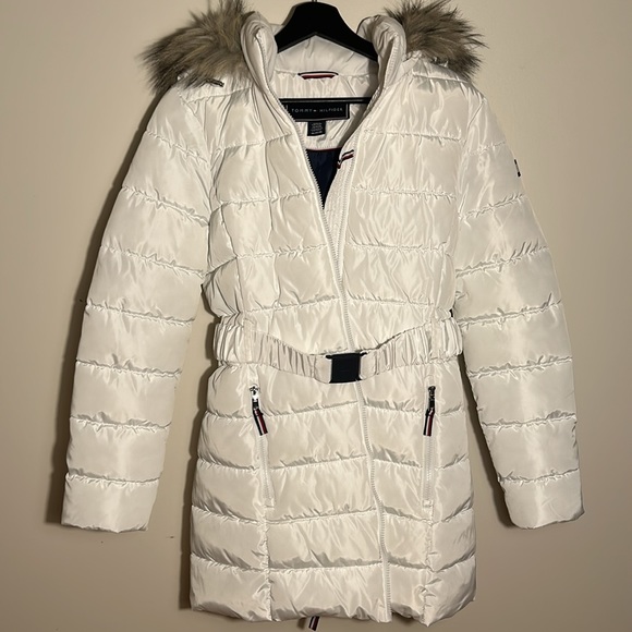 Tommy Hilfiger Ladies Women Belted Puffer Jacket Coat White US Size M - Picture 4 of 14